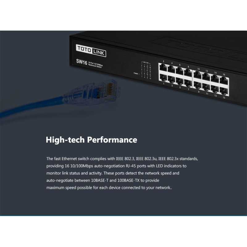 TOTOLINK SW16 16 PORT 10/100MBPS UNMANAGED SWITCH - Imagem 7