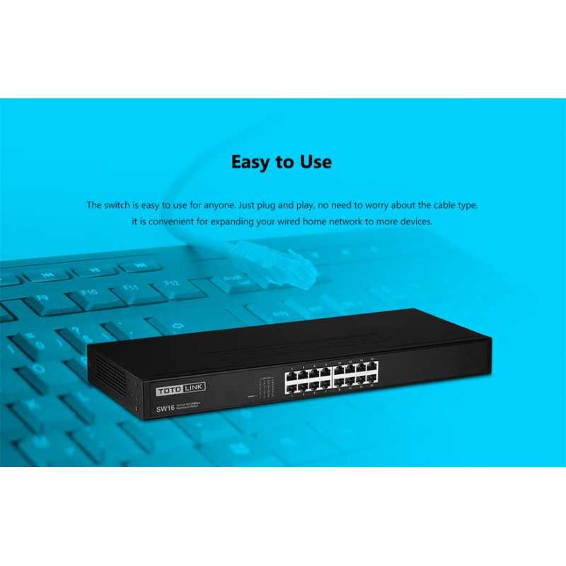 Totolink SW16 | Schalter | 16x RJ45 100Mb/s, Rackmontage, nicht verwaltet - Bild 8