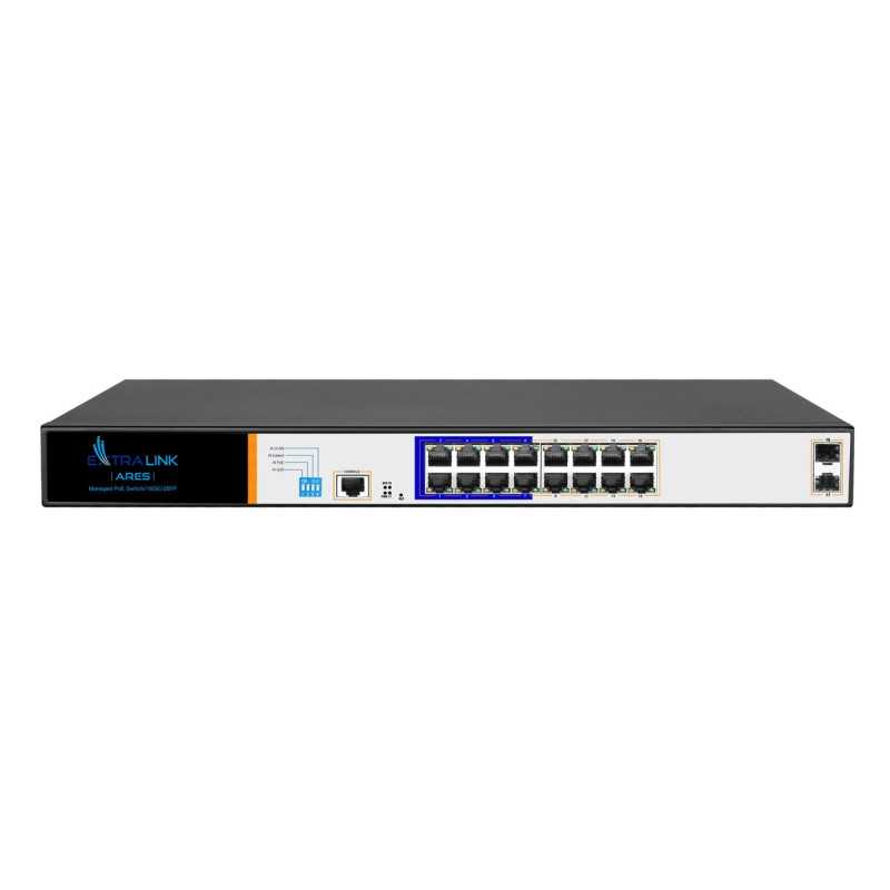 Extralink ARES | PoE Switch | 16x Gigabit PoE/PoE+, 2x SFP, 1x Console, 150W, Gestito - Immagine 2