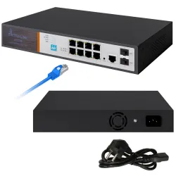 Extralink VICTOR | Switch PoE | 8x Gigabit PoE/PoE+, 2x...
