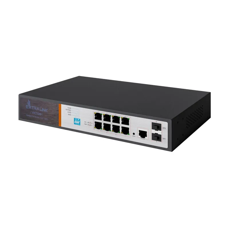 Extralink VICTOR | PoE Switch | 8x Gigabit PoE/PoE+, 2x SFP, 1x Puerto de consol, 150W, Gestionable - Imagen 4