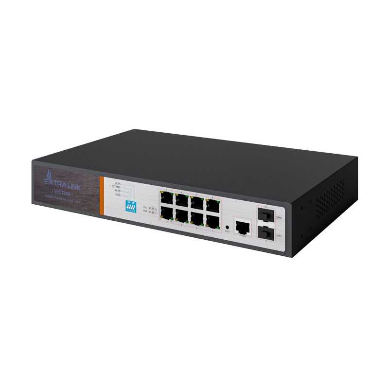 Extralink VICTOR | Switch PoE | 8x Gigabit PoE / PoE +, 2x SFP, 1x porta de console, 150 W, gerenciado - Imagem 4