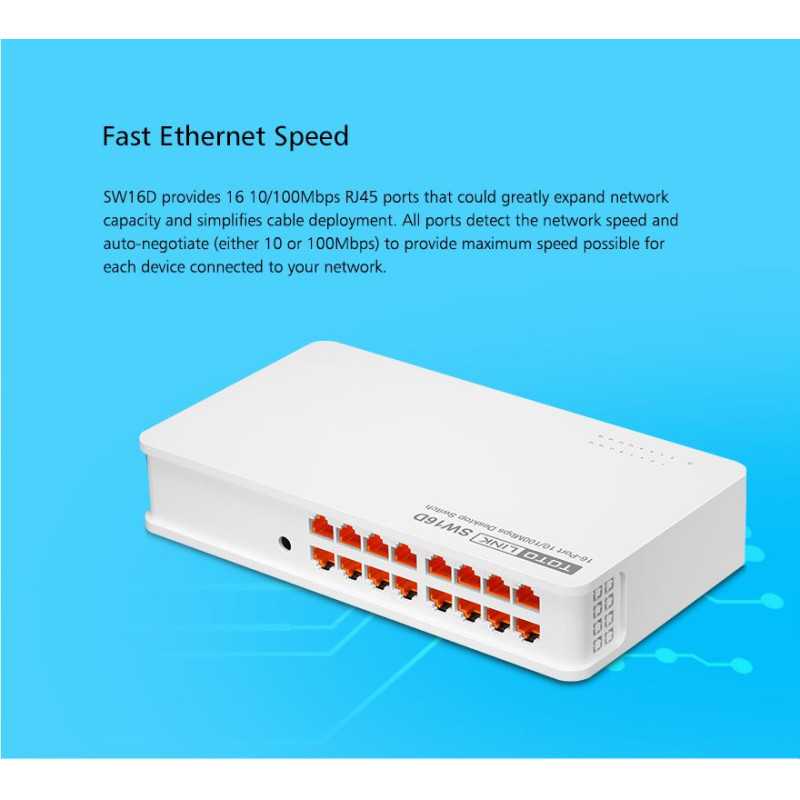 Totolink SW16D | Schalter | 16x RJ45 100Mb/s, Desktop, nicht verwaltet - Bild 7