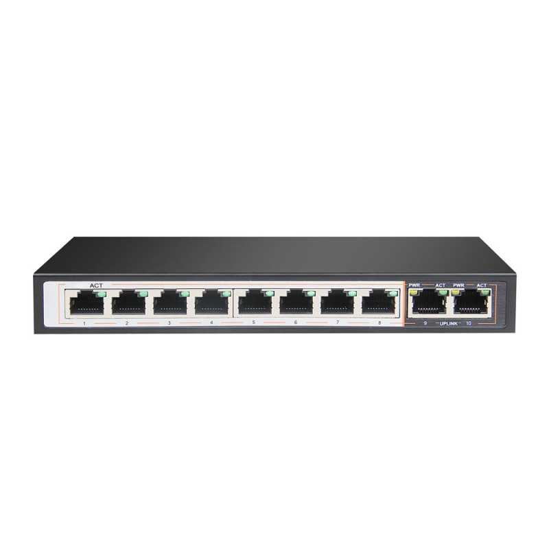 Коммутатор PoE Extralink PERSES, 8x Gigabit PoE/PoE+, 2x Gigabit RJ45 Uplink, 96W - Изображение 2