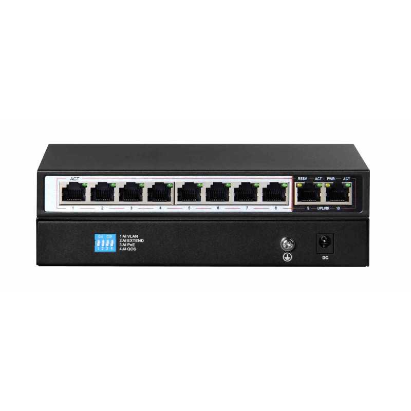 Extralink PERSES PoE Switch, 8x Gigabit PoE/PoE+, 2x Gigabit RJ45 Uplink, 96W - Görsel 4