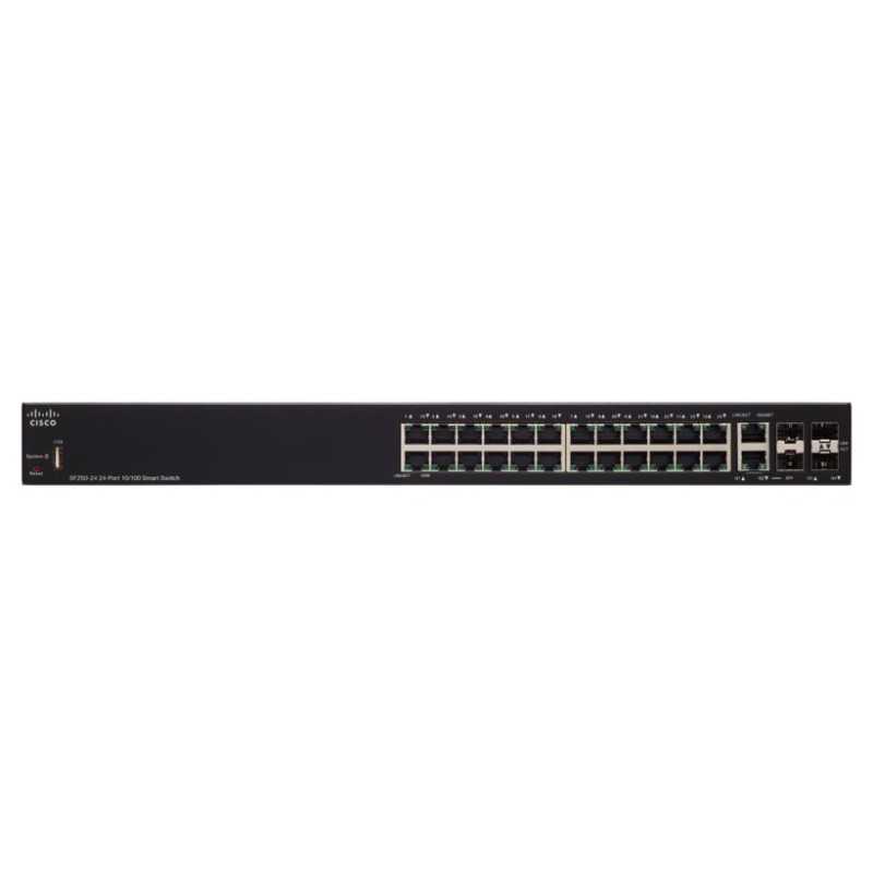 Cisco SF250-24 | Switch | 24x 100Mb/s, 2x 1Gb/s Combo(RJ45/SFP), Managed, Rackmount - Imagen 2