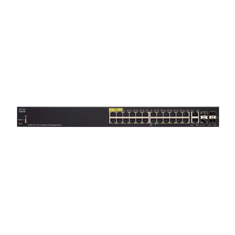 Cisco SG350-28P | Switch PoE | 24x 1000Mb/s PoE, 195W, 2x Combo(RJ45/SFP) + 2x SFP, Managed - Imagem 2