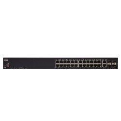 Cisco SF250-24P PoE Anahtarı, 24x 100Mb/s PoE/PoE+, 2x 1Gb/s Combo (RJ45/SFP), 185W PoE, Yönetilebilir - Görsel 2