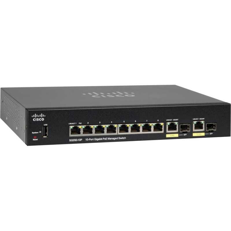 Cisco SG350-10P | PoE Switch | 8x 1000Mb/s PoE, 62W, 2x Combo(RJ45/SFP), gestito - Immagine 2