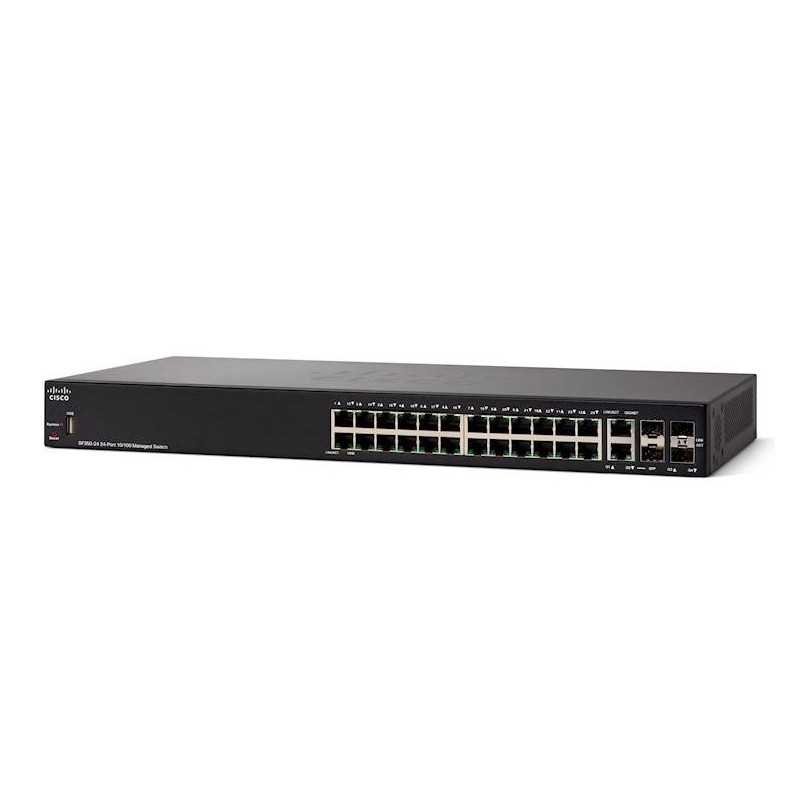 Cisco SF350-24 | Schalter | 24x 100Mb/s, 2x 1Gb/s Combo(RJ45/SFP)+ 2x SFP, verwaltet