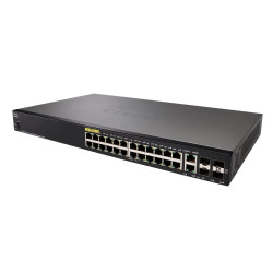 Cisco SF350-24P | Switch | 24x 100Mb/s PoE, 185W, 2x Combo(RJ45/SFP) + 2x SFP, Zarządzalny - Zdjęcie 2