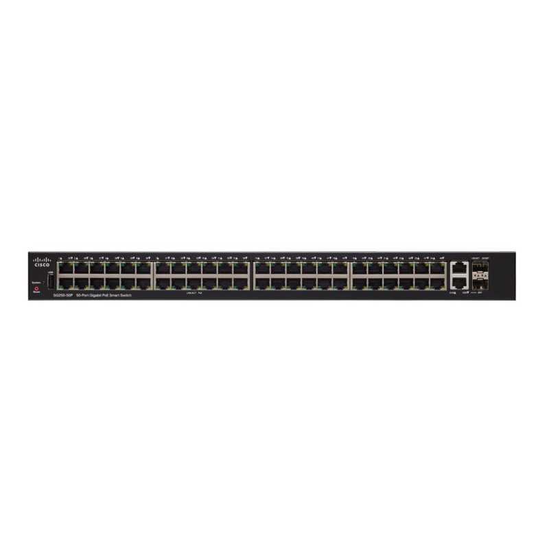 Cisco SG250-50P | PoE Switch | 48x 1000Mb/s PoE/PoE+, 2x 1Gb/s Combo, PoE 375W, Managed - Image 2