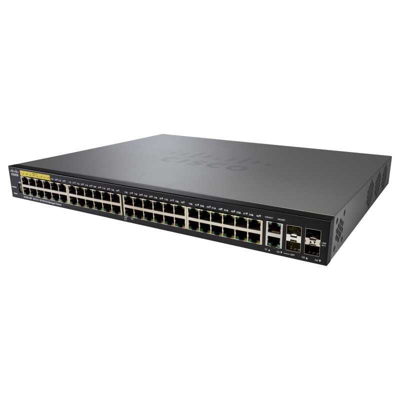 Cisco SF350-48P | Switch | 48x 100Mb/s PoE, 382W, 2x Combo(RJ45/SFP) + 2x SFP, gestito - Immagine 3