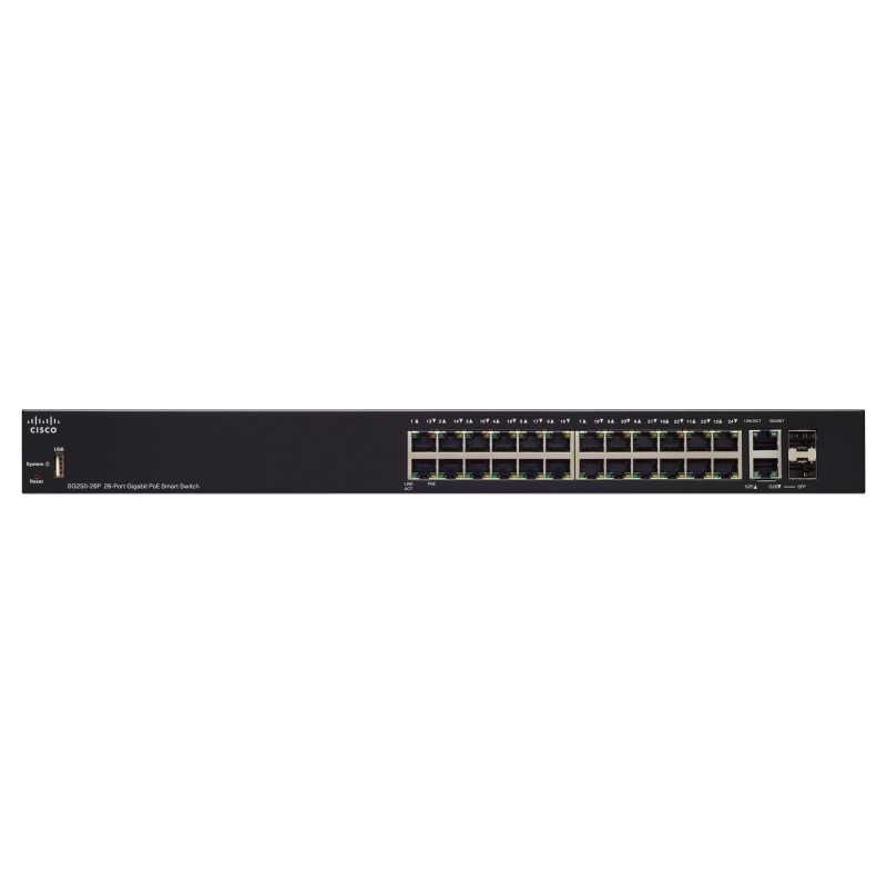 Cisco SG250-26P | PoE Switch | 24x 1000Mb/s PoE/PoE+, 2x 1Gb/s Combo, PoE 195W, gerenciado - Imagem 3