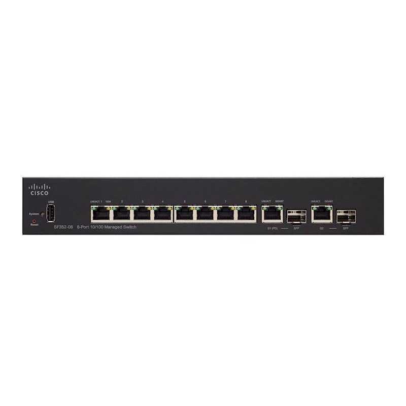 Cisco SF352-08 | Switch | 8x 100Mb/s, 2x 1Gb/s Combo(RJ45/SFP), Řízený - Obrázek 2