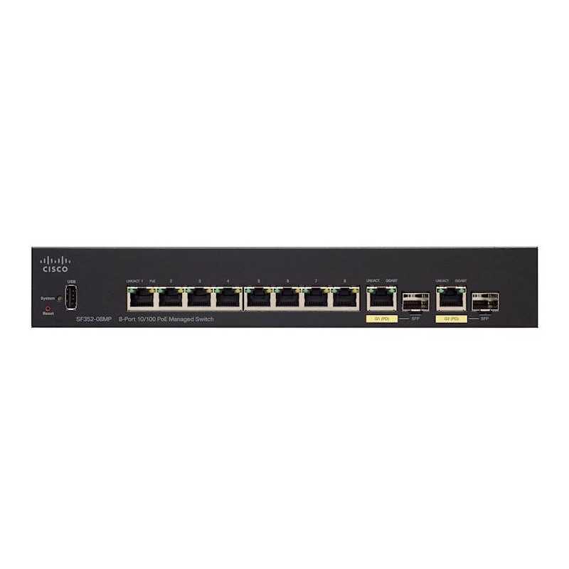 Cisco SF352-08MP | Switch | 8x 100Mb/s Max PoE, 128W, 2x 1Gb/s Combo(RJ45/SFP) , gerenciado - Imagem 2