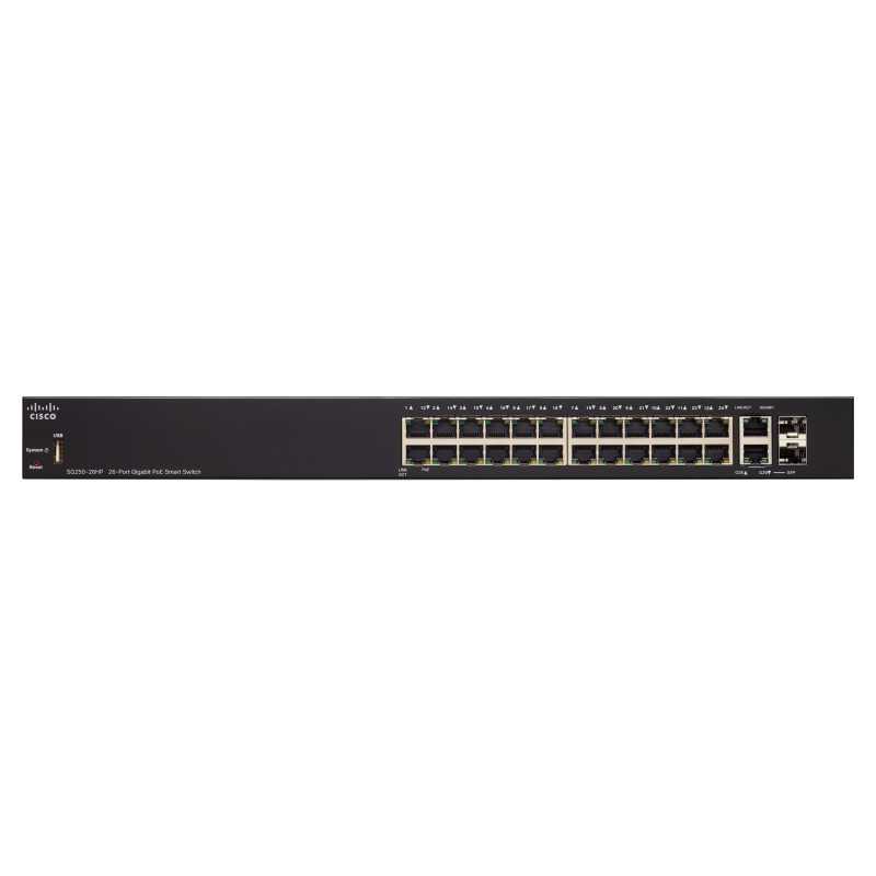 Cisco SG250-26HP | Switch PoE | 24x 1000Mb/s PoE/PoE+, 2x 1Gb/s Combo, PoE 100W, gestionado - Imagen 2