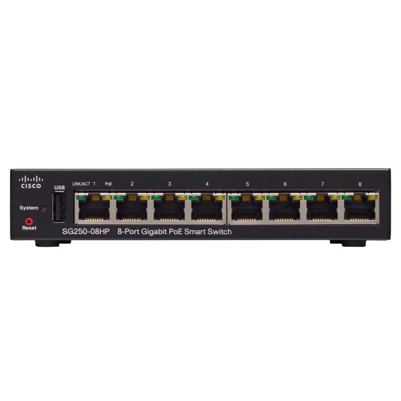 Cisco SG250-08HP | Switch PoE | 8x 1000Mb/s PoE/PoE+, Potencia 45W, gestionado - Imagen 2