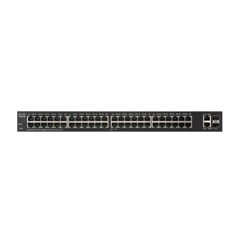 Cisco SG220-50P | Switch PoE | 48x 1000Mb/s, 2x SFP/RJ45 Combo, 48x PoE, 375W, Managed, Rackmount - Imagen 2