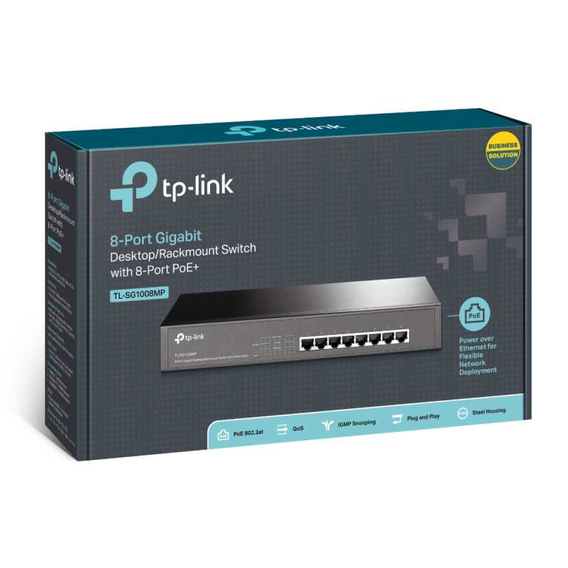 TP-Link TL-SG1008MP | Switch | 8x RJ45 1000Mb/s, 8x PoE+, 126W, Desktop/Rack - Imagen 4