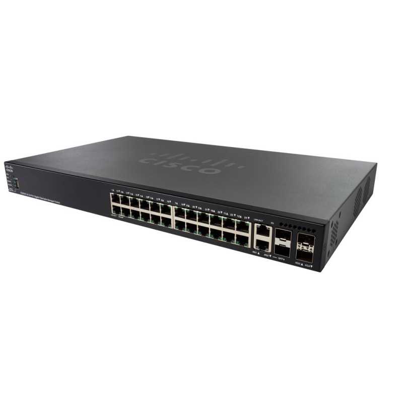 Cisco SG550X-24P | Switch PoE | 24x Gigabit RJ45 PoE, 2x 10G Combo(RJ45/SFP+), 2x SFP+, 195W PoE, Stakowalny - Zdjęcie 2