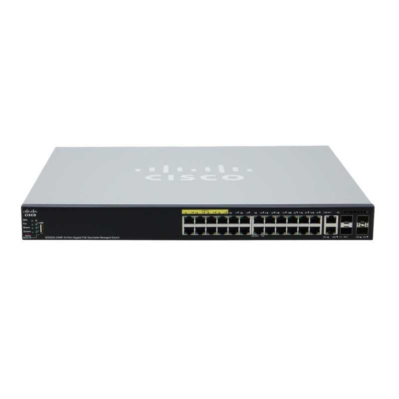 Cisco SG550X-24MP | Switch PoE | 24x Gigabit RJ45 PoE, 2x 10G Combo(RJ45/SFP+), 2x SFP+, 382W PoE, apilable
