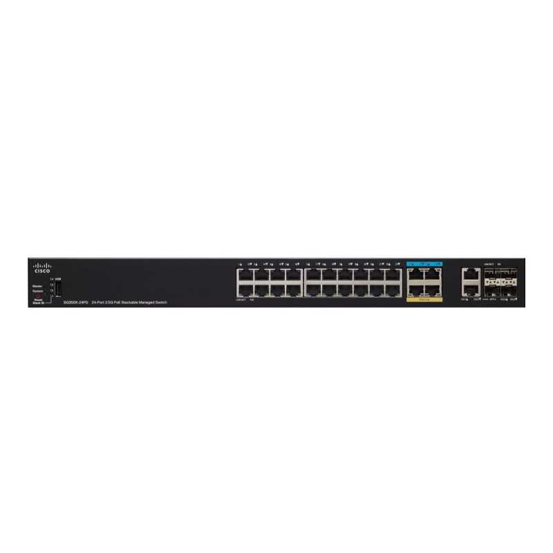 Cisco SG350X-24PD | PoE Swtich | 24x Gigabit RJ45 PoE, 4x 1G/2,5G RJ45, 2x 10G Combo(RJ45/SFP+), 2x SFP+, 375W PoE, impilabile - Immagine 2