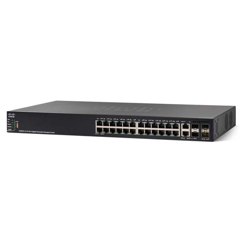 Cisco SG550X-24 | Switch | 24x Gigabit RJ45, 2x 10G Combo(RJ45/SFP+), 2x SFP+, impilabile