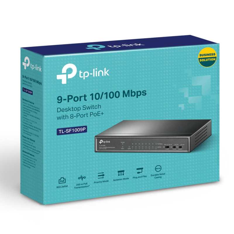 TP-Link TL-SF1009P | Switch | 9x RJ45 100Mb/s, 8x PoE, 65W - Imagen 3