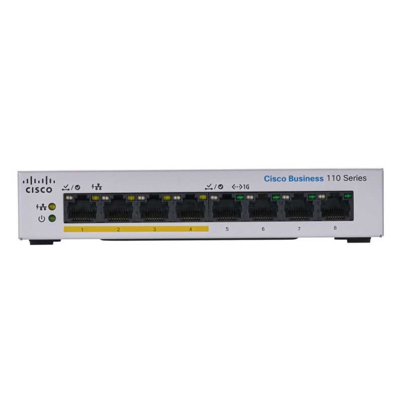 Switch Cisco CBS110-8PP-D, 8x RJ45 1000Mb/s, 4x PoE, Escritorio, No gestionado, 32W - Imagen 2