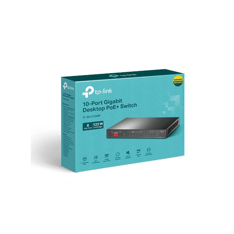 TP-Link TL-SG1210MP | Switch | 9x RJ45 1000Mb/s, 8x PoE+, 1x RJ45/SFP Combo - Imagem 3