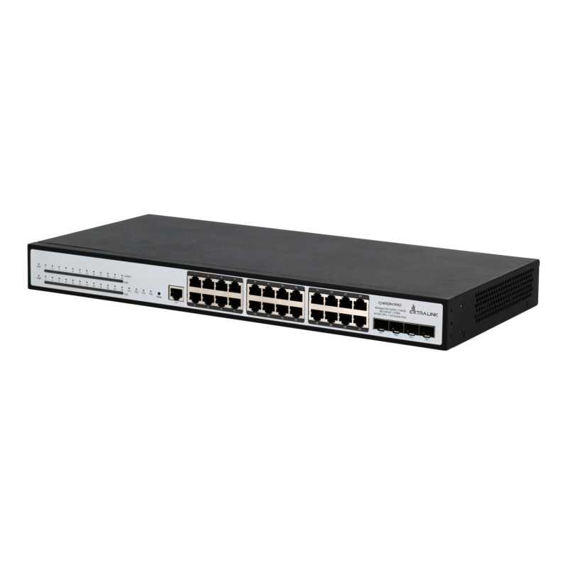 Extralink Chiron Pro | Interruptor PoE | 24x RJ45 1000Mb/s PoE, 4x SFP+, L3, 370W - Imagem 4