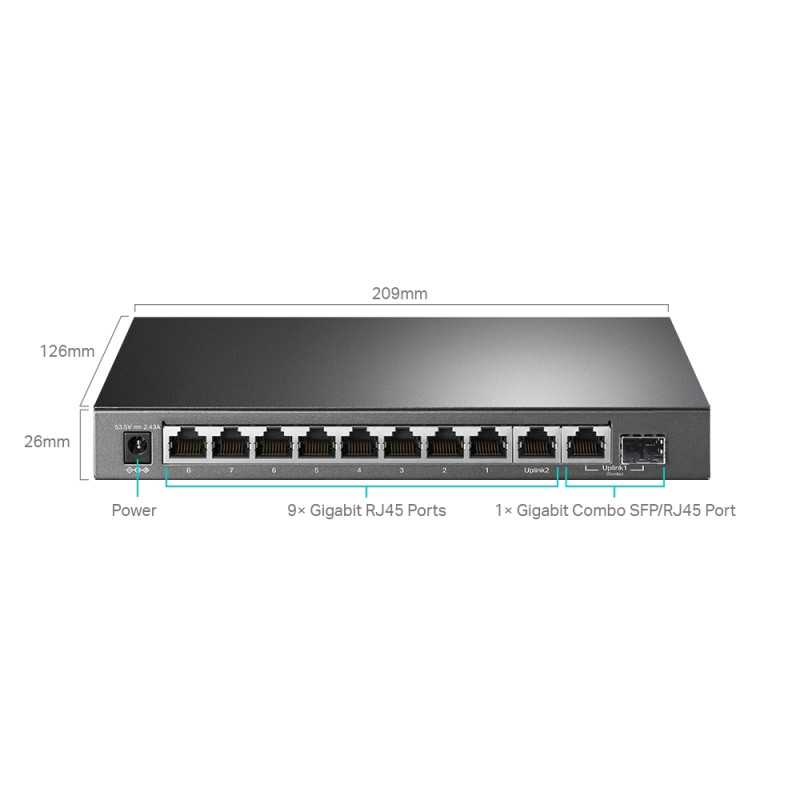 Коммутатор TP-Link TL-SG1210MPE, 9x RJ45 1000Mb/s, 8x PoE+, 1x RJ45/SFP Комбо - Изображение 2
