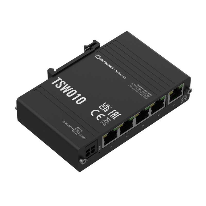 Teltonika Switch TSW010, 5x RJ45 100Mb/s, Pasif PoE, IP30, DIN - Görsel 2