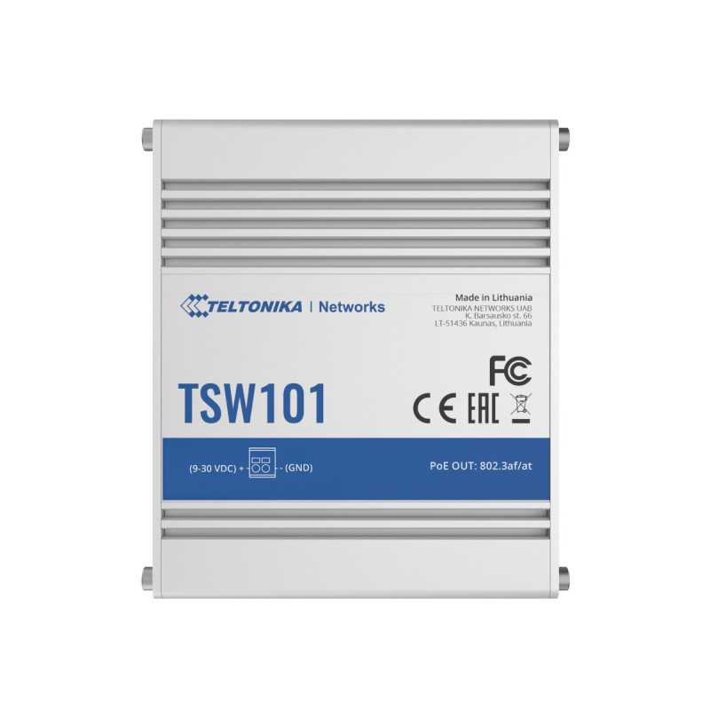 Teltonika TSW101 | PoE+ Switch | 5x RJ45 1000Mb/s, 4x PoE+, 60W - Imagem 3