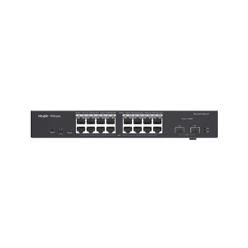 Switch Ruijie Reyee RG-ES218GC-P, 16x RJ45 1000Mb/s PoE+, 2x SFP, 240W, Cloudové Řízení - Obrázek 2