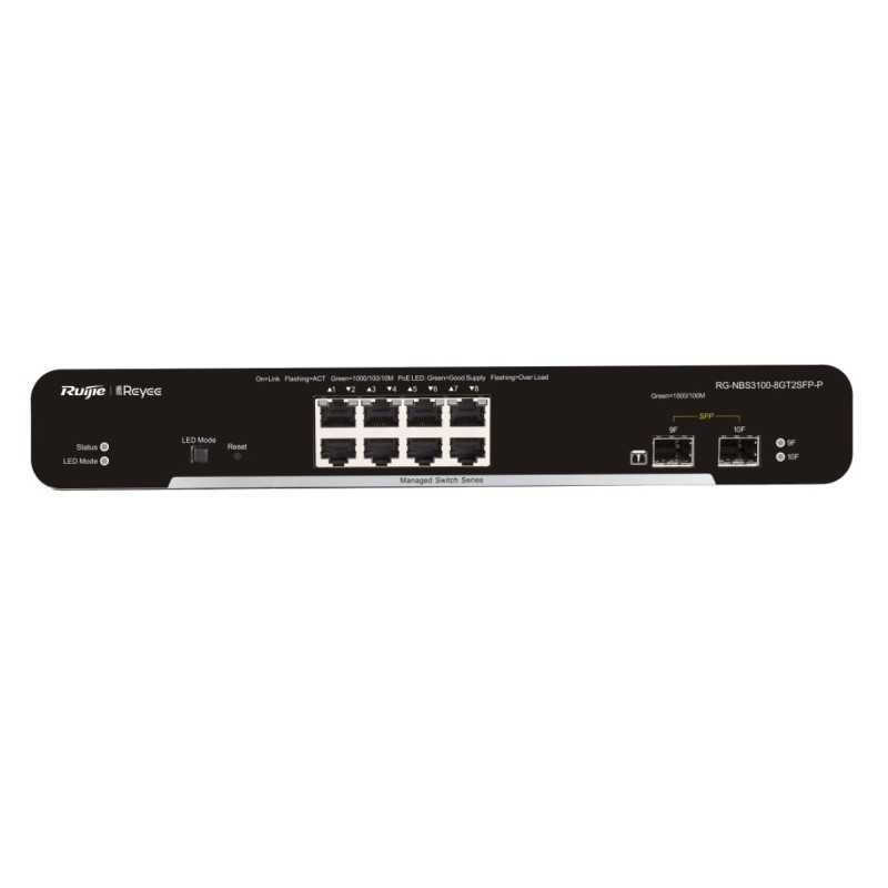 Switch Ruijie Reyee RG-NBS3100-8GT2SFP-P, 10x RJ45 1000Mb/s, 8x PoE+, 2x SFP, 125W, gestión en la nube, Capa 2 - Imagen 2