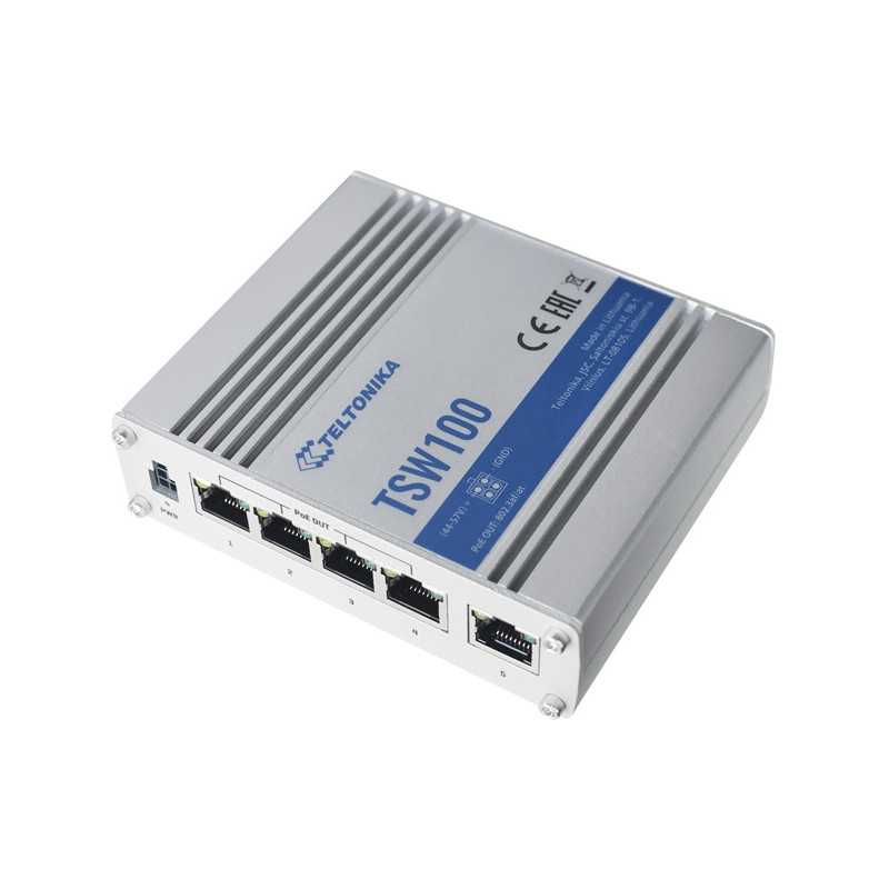 Teltonika TSW100 | PoE Switch | 5x RJ45 1000Mb/s, 4x PoE, 60W - Imagen 2