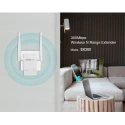 Totolink EX200 | Wzmacniacz sygnału WiFi | 300Mb/s, 2,4GHz, 1x RJ45 100Mb/s, 2x 4dBi - Zdjęcie 7
