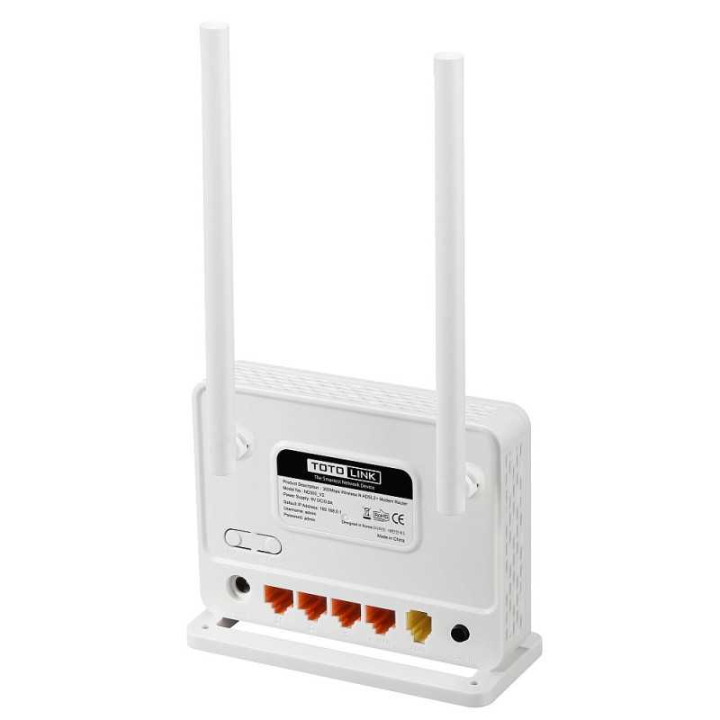 Totolink ND300 V2 | WiFi Router | 300Mb/s, 2,4GHz, 3x RJ45 100Mb/s,1x RJ11, ADSL2/2+, 2x 5dBi - Image 2
