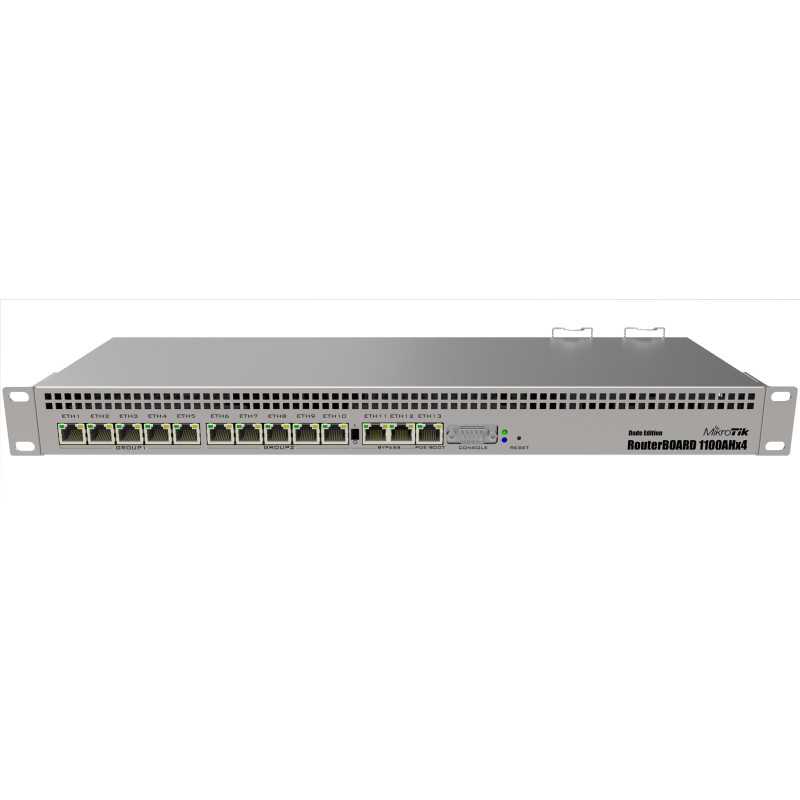 MikroTik Router RB1100AHx4 Dude Edition, 13x RJ45 1000Mb/s, 1x microSD, 2x SATA, 2x M.2, 60GB disk dahil