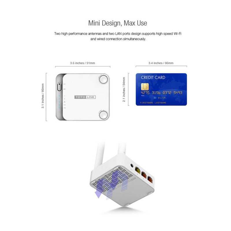 Totolink N200RE V3 | WiFi Router | 300Mb/s, 2,4GHz, 3x RJ45 100Mb/s, 2x 5dBi - Immagine 8