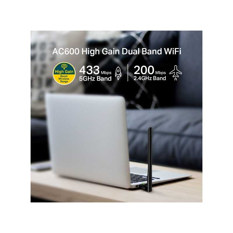 TP-Link Archer T2U Plus | Adattatore Wi-Fi USB | AC600, doppia banda, 5dBi - Immagine 2