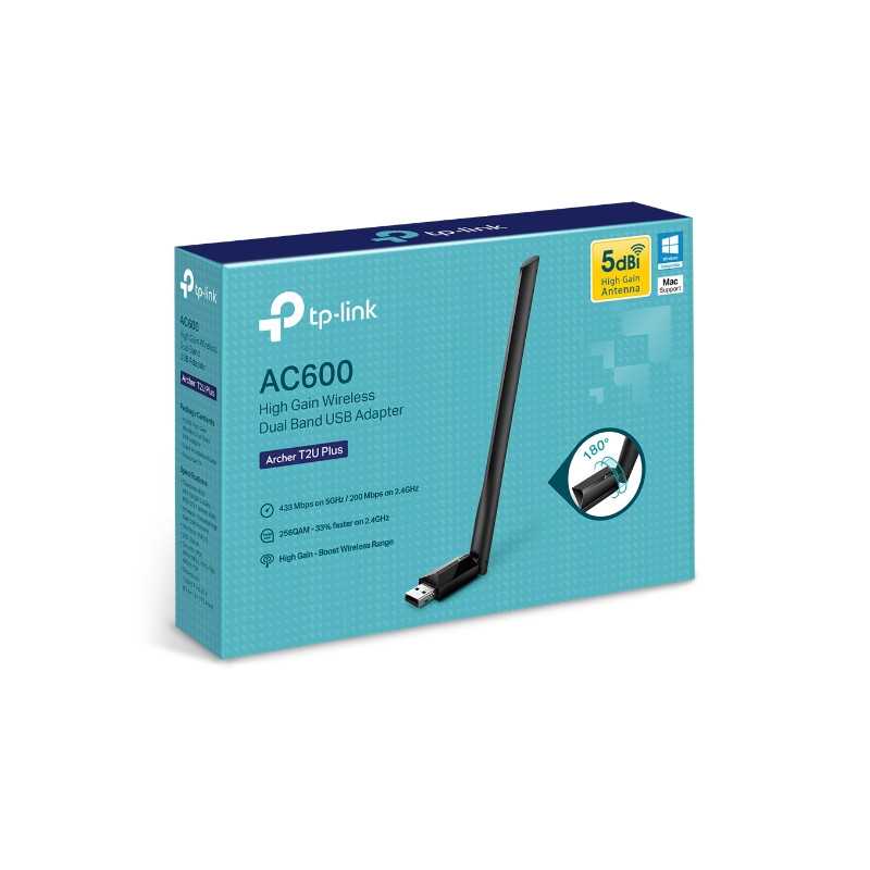 TP-Link Archer T2U Plus | Adaptador WiFi USB | AC600, Dual Band, 5dBi - Imagen 3