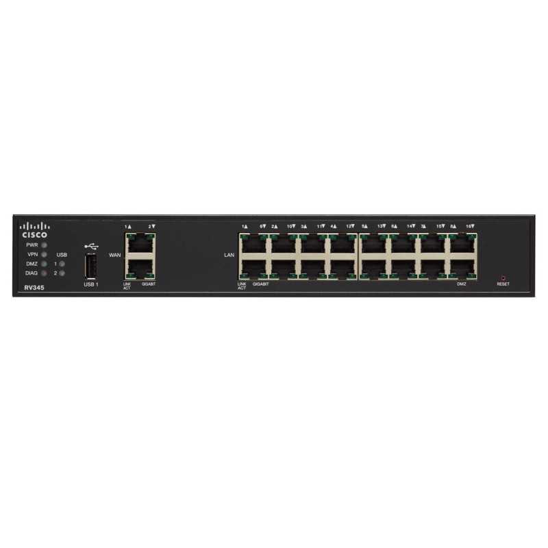Cisco RV345 | Router | 16x RJ45 1000Mb/s, 2x WAN, 2x USB, VPN - Imagen 2