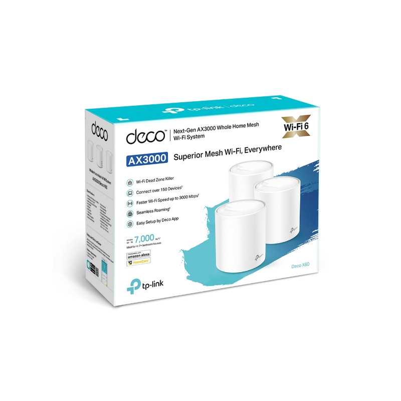 TP-Link Deco X60 3-Pack | Router WiFi | Mesh, AX3000, Dual Band, OFDMA, MU-MIMO, 2x RJ45 1000Mb/s - Zdjęcie 3