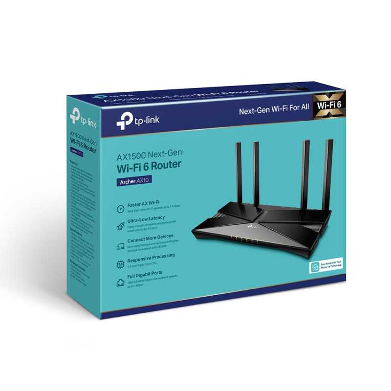 TP-Link Archer AX10 | WiFi Router | WiFi6, AX1500, MU-MIMO, Dual Band, 5x RJ45 1000Mb/s - Image 4