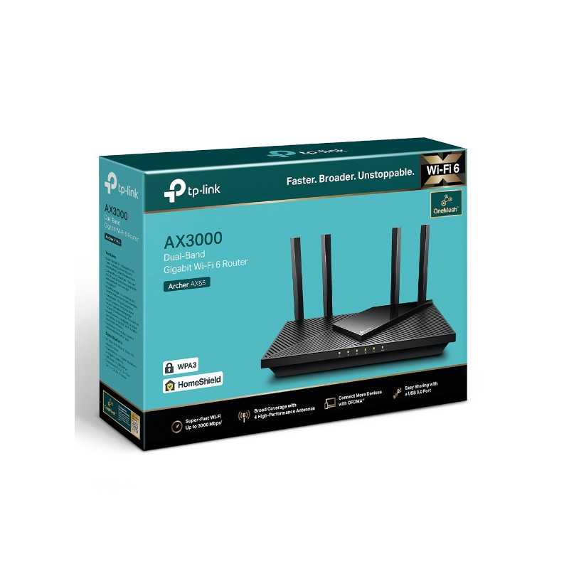 TP-Link Archer AX55 | WLAN-Router | WiFi6, AX3000, Dualband, 5x RJ45 1000Mb/s - Bild 2