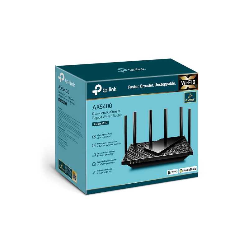 TP-Link Archer AX72 | WiFi Router | WiFi6, AX5400, Dual Band, 5x RJ45 1000Mb/s - Bild 3
