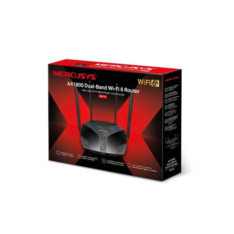 Mercusys MR70X WiFi Router, AX1800 Çift Bant, 4x RJ45 1000Mb/s - Görsel 3